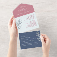 Modern Berry and Blue Wedding with Perforated RSVP