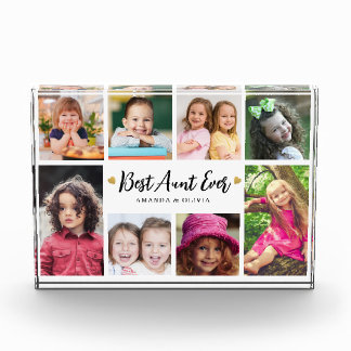 Modern Best Aunt Ever 8 Picture Collage Keepsake Photo Block
