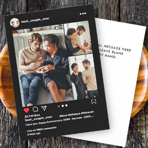 Modern Best Couple Ever Instagram Photo Collage Holiday Card