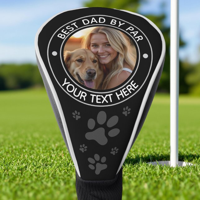 Modern Best Dad By Par Dog Photo Personalised  Golf Head Cover (Creator Uploaded)