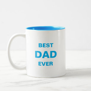 Modern Best Dad Calligraphy in Turquoise Blue Two-Tone Coffee Mug
