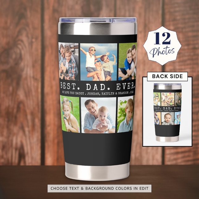 Modern BEST DAD EVER 12 Photos Personalised Insulated Tumbler (Creator Uploaded)