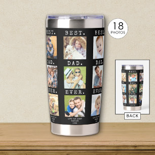 Modern BEST DAD EVER 18 Photos Custom Columns Insulated Tumbler