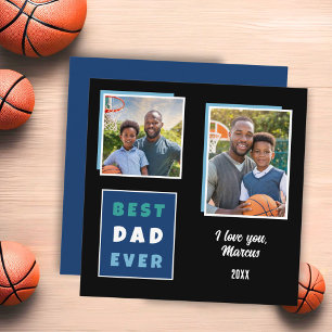 Modern Best Dad Ever 2 Photo Collage Father's Day Holiday Card