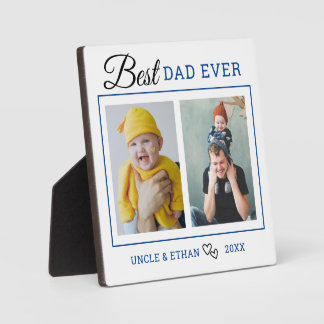 Modern Best Dad Ever 2 Photo Collage Plaque