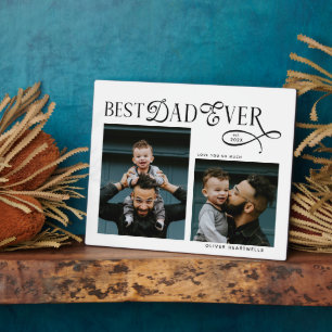 Modern Best Dad Ever 2 Photos Fathers Day Gifts Plaque