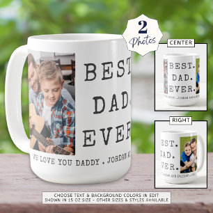 Modern BEST DAD EVER 2 Photos Personalised Coffee Mug