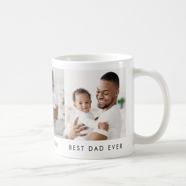 Modern Best Dad Ever 3 Photo Coffee Mug (Right)