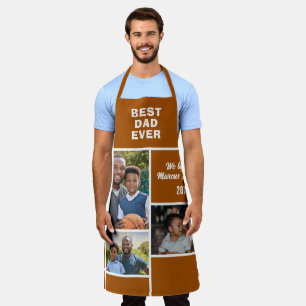 Modern Best Dad Ever 3 Photo Collage Father's Day Apron
