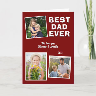 Modern Best Dad Ever 3 Photo Collage Father's Day  Holiday Card