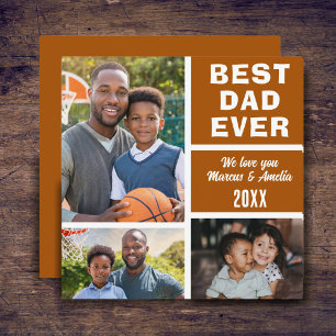 Modern Best Dad Ever 3 Photo Collage Father's Day  Holiday Card