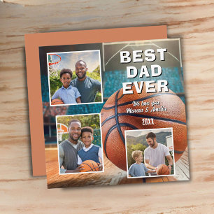 Modern Best Dad Ever 3 Photo Collage Father's Day  Holiday Card