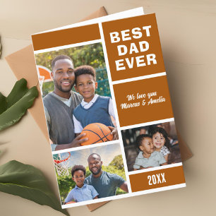Modern Best Dad Ever 3 Photo Collage Father's Day  Holiday Card