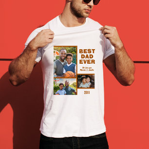 Modern Best Dad Ever 3 Photo Collage Father's Day  T-Shirt