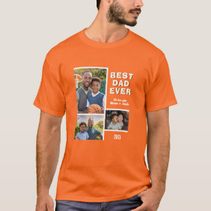 Modern Best Dad Ever 3 Photo Collage Father's Day  T-Shirt
