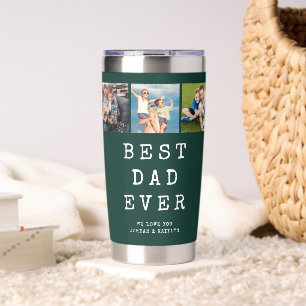 Modern BEST DAD EVER 3 Photos Green Insulated Tumbler