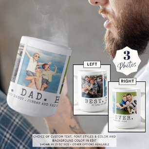 Modern BEST DAD EVER 3 Photos Personalised Coffee Mug