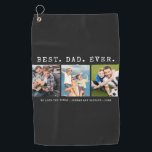 Modern BEST DAD EVER 3 Photos Personalised Custom Golf Towel<br><div class="desc">Modern BEST DAD EVER 3 Photos Personalised Custom Golf Towel. Create a personalised, custom photo golf towel for a father with 3 photos and your custom title and/or message in your choice of font styles and text and background colours in EDIT (shown with white text on black). and t-shirt colour....</div>