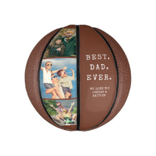 Modern BEST DAD EVER 3 Photos Personalised Custom Mini Basketball