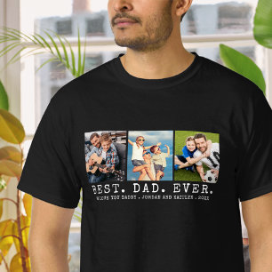 Modern BEST DAD EVER 3 Photos Personalised Custom T-Shirt