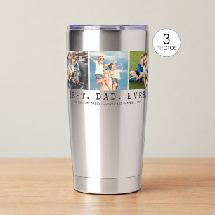 Modern BEST DAD EVER 3 Photos Personalised Insulated Tumbler