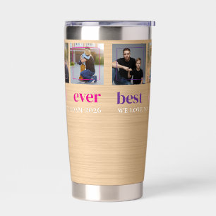 Modern BEST DAD EVER 3 Photos Personalised Insulated Tumbler