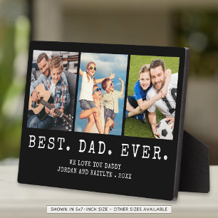Modern BEST DAD EVER 3 Photos Personalised Plaque