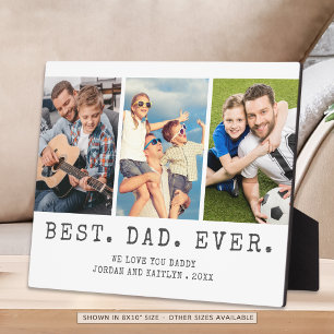 Modern BEST DAD EVER 3 Photos Personalised Plaque