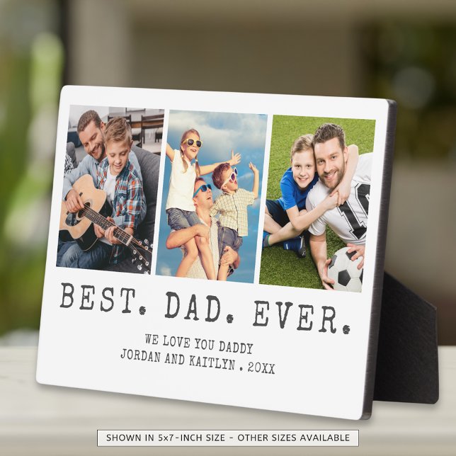 Modern BEST DAD EVER 3 Photos Personalised Plaque (Creator Uploaded)