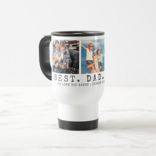 Modern BEST DAD EVER 3 Photos Personalised Travel Mug