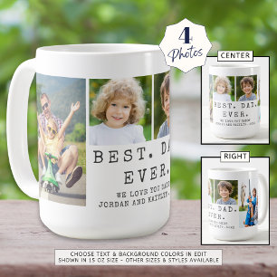 Modern BEST DAD EVER 4 Photo Collage Personalised Coffee Mug