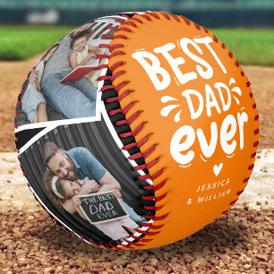 Modern Best Dad Ever 4 Photo Fathers Gift Baseball