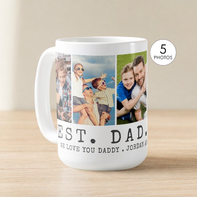 Modern BEST DAD EVER 5 Photos Personalised Coffee Mug (Creator Uploaded)