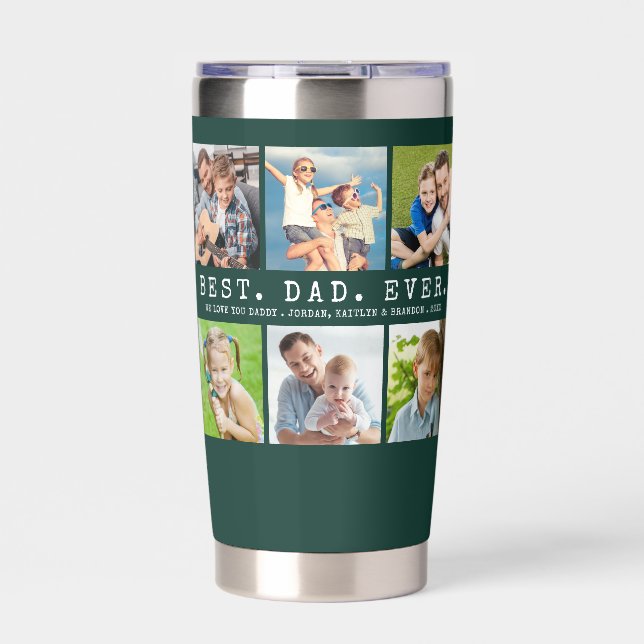 Modern BEST DAD EVER 6 Photos Insulated Tumbler (Front)
