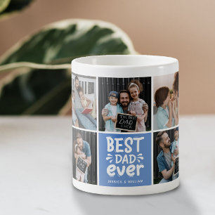 Modern 'Best Dad Ever' 9 Photo Keepsake Coffee Mug
