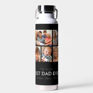 Modern Best Dad Ever Custom Father Photo Collage Water Bottle
