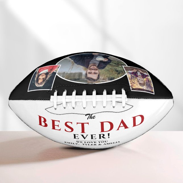 Modern Best Dad Ever Father 3 Photo Collage Football (Creator Uploaded)