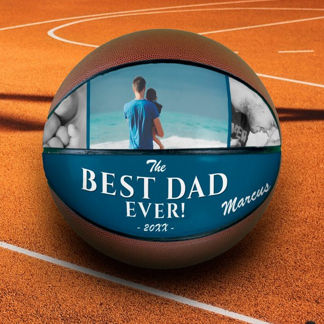 Modern Best Dad Ever Father`s Day 3 Photo Collage Basketball (Creator Uploaded)