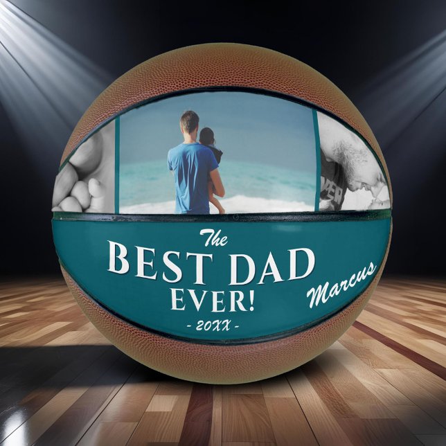 Modern Best Dad Ever Father`s Day 3 Photo Collage Basketball (Creator Uploaded)