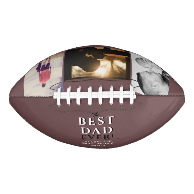Modern Best Dad Ever Father`s Day 3 Photo Collage  Football (Front)