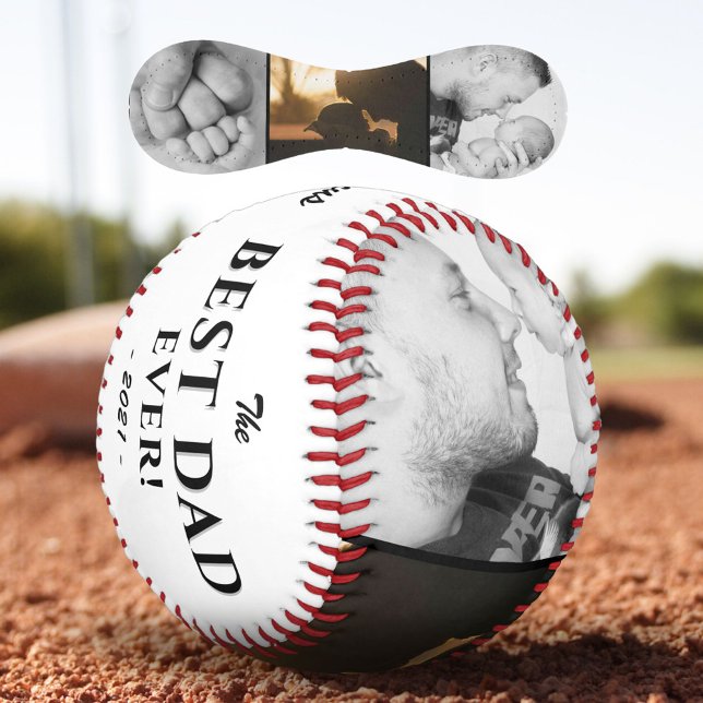Modern Best Dad Ever Father`s Day Keepsake 3 Photo Baseball (Creator Uploaded)