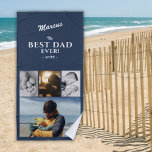Modern Best Dad Ever Father`s Day Keepsake 4 Photo Beach Towel<br><div class="desc">Modern Black Best Dad Ever Father`s Day Keepsake Beach Towel with 4 Photo Collage and Dad`s Name. The background is dark blue. Personalise with four photos, dad`s name and the year. You can change any text on the towel. A perfect gift for a dad, a new dad or grandpa on...</div>