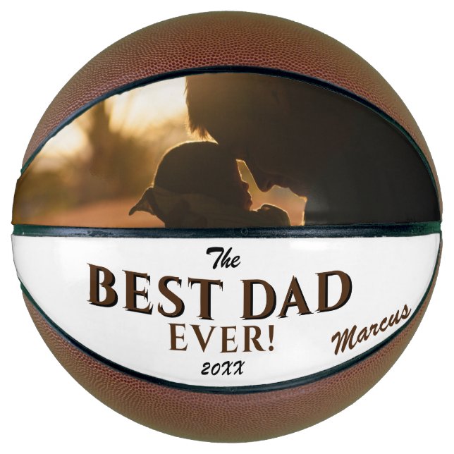Modern Best Dad Ever Father`s Day Keepsake Photo Basketball (Front)