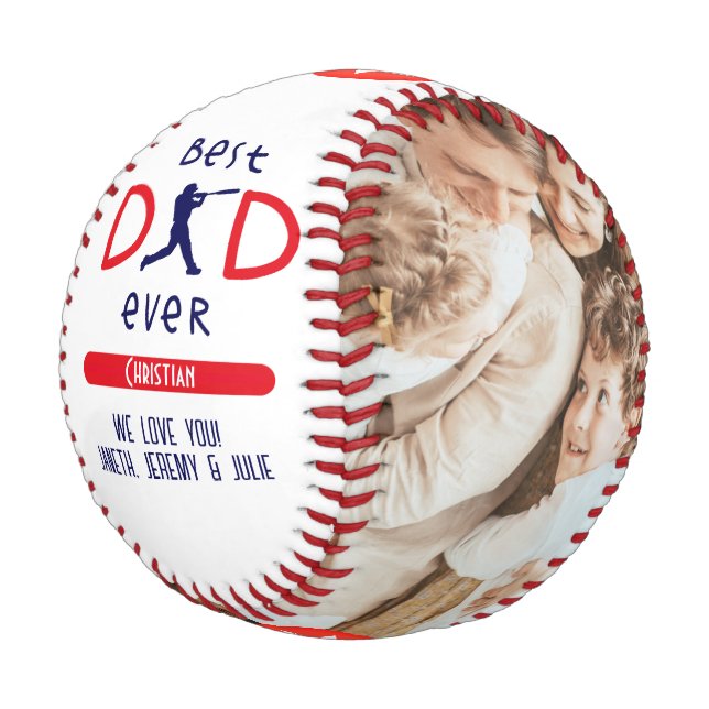 Modern Best Dad Ever Fathers Day Family Photo Baseball (Angled)