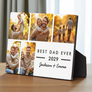Modern Best Dad Ever Father's Day Photo Collage Plaque
