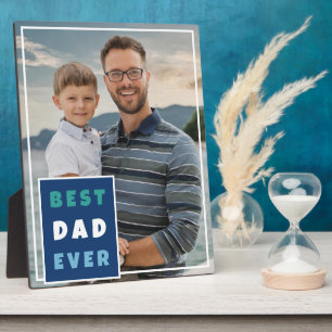 Modern Best Dad Ever Full Photo Father's Day Plaque