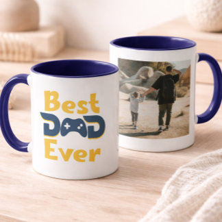 Modern Best Dad Ever Gamer Dad Photo Mug