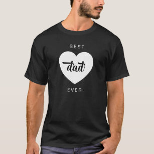 Modern Best Dad Ever Heart Black T-Shirt
