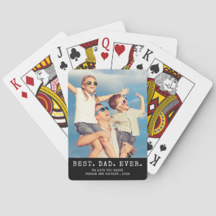 Modern BEST DAD EVER One Photo Personalised Playing Cards