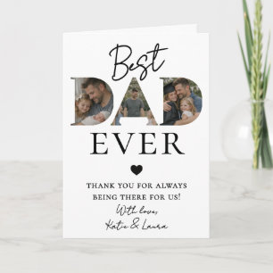 Modern Best Dad Ever Photo Collage Father's Day Card